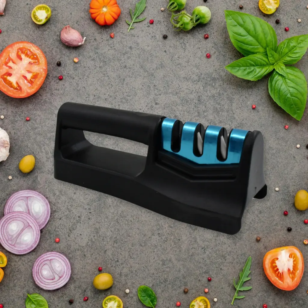 3-Step Compact Knife Sharpener for Kitchen and Pocket Knives - obeepo.in