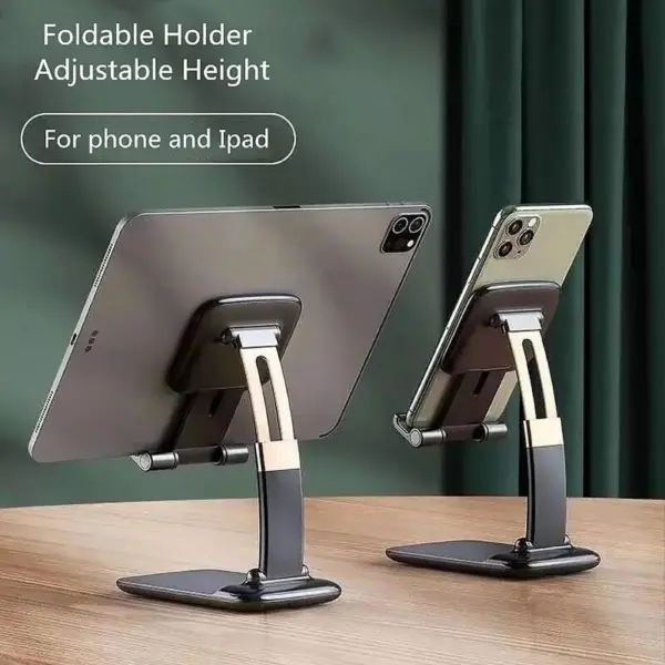 Foldable universal mobile stand holding a smartphone on a desk. - Obeepo.in