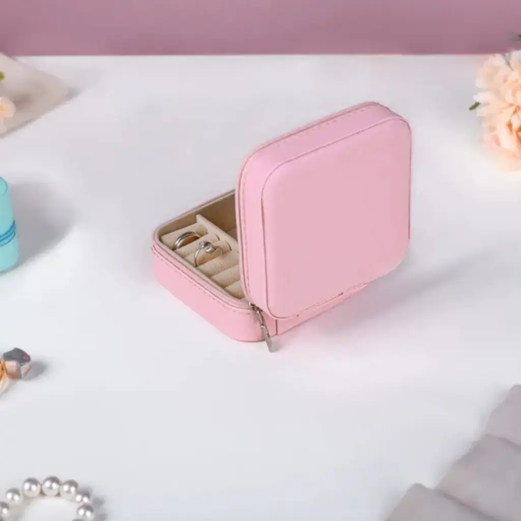 Cute little PU Leather Travel Jewelry Box for rings, necklaces, and makeup accessories - obeepo.in