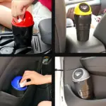 Red, Yellow, Blue and grey color mini car dustbin.